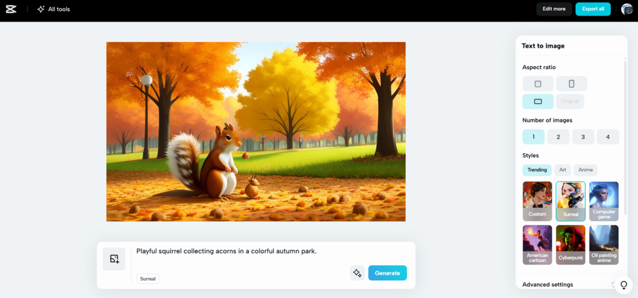 อินเทอร์เฟซของ CapCut Web - ตัวสร้างภาพที่มีประสิทธิภาพมากขึ้น