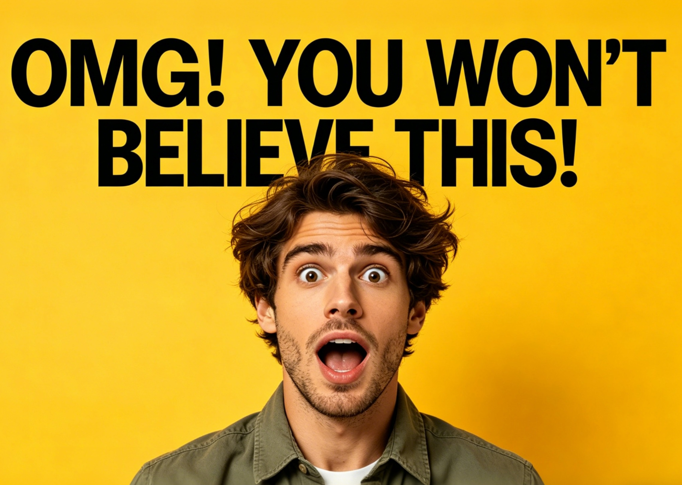 Generate a YouTube thumbnail with a shocked reaction face