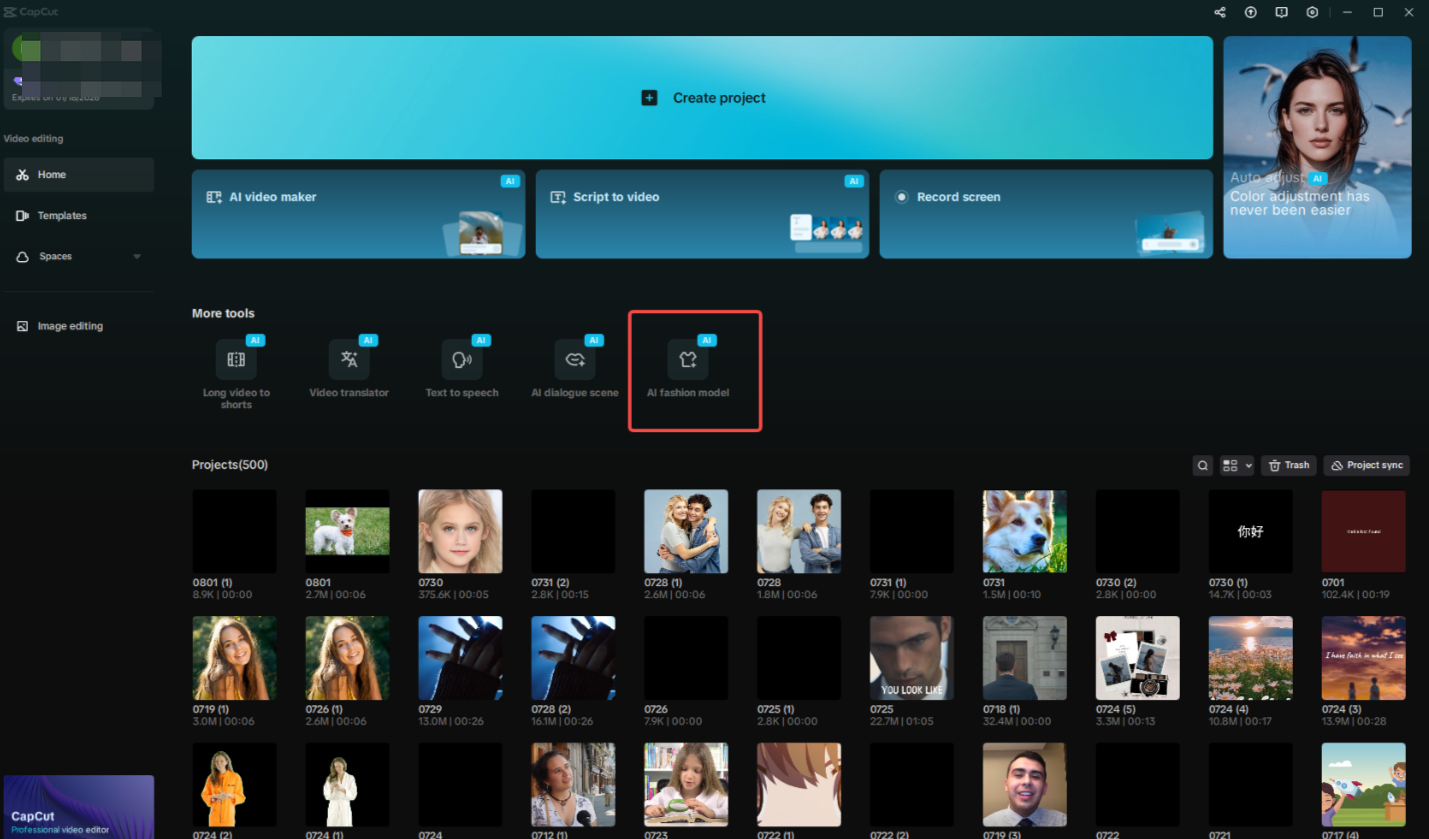 Access the AI fashion model feature