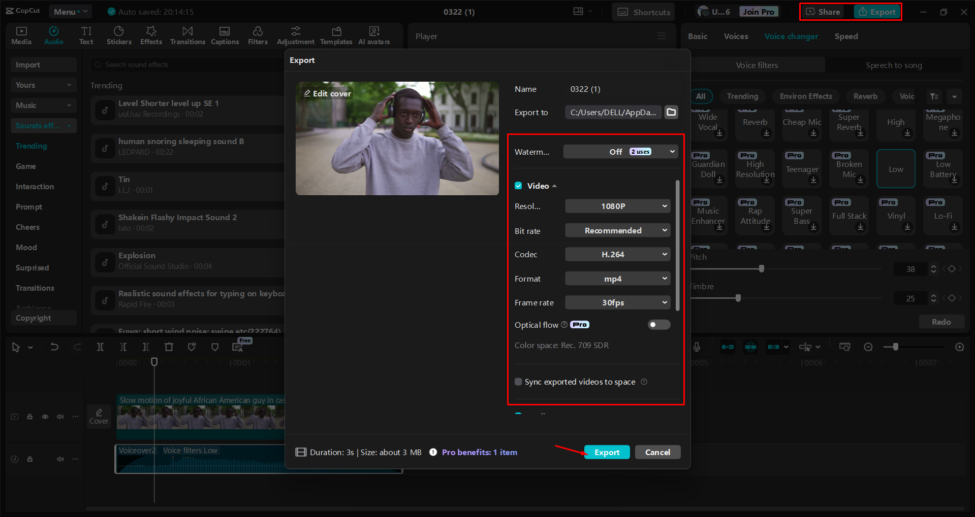 Mengekspor video dari editor video desktop CapCut