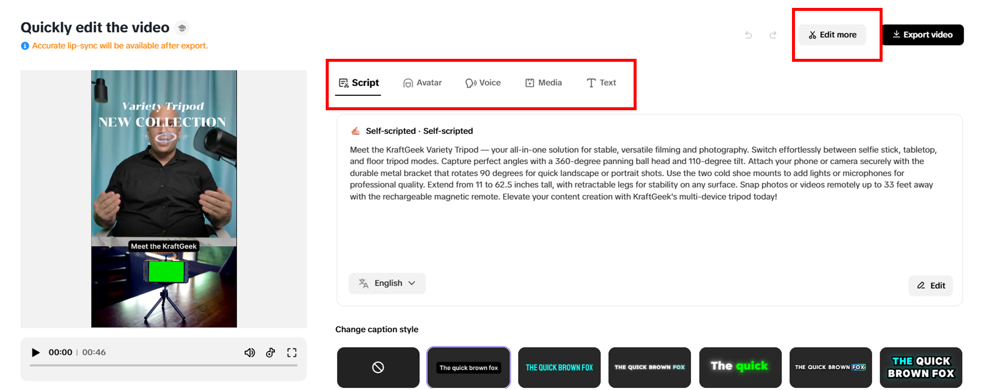 Perform any quick changes to your Instagram Story video