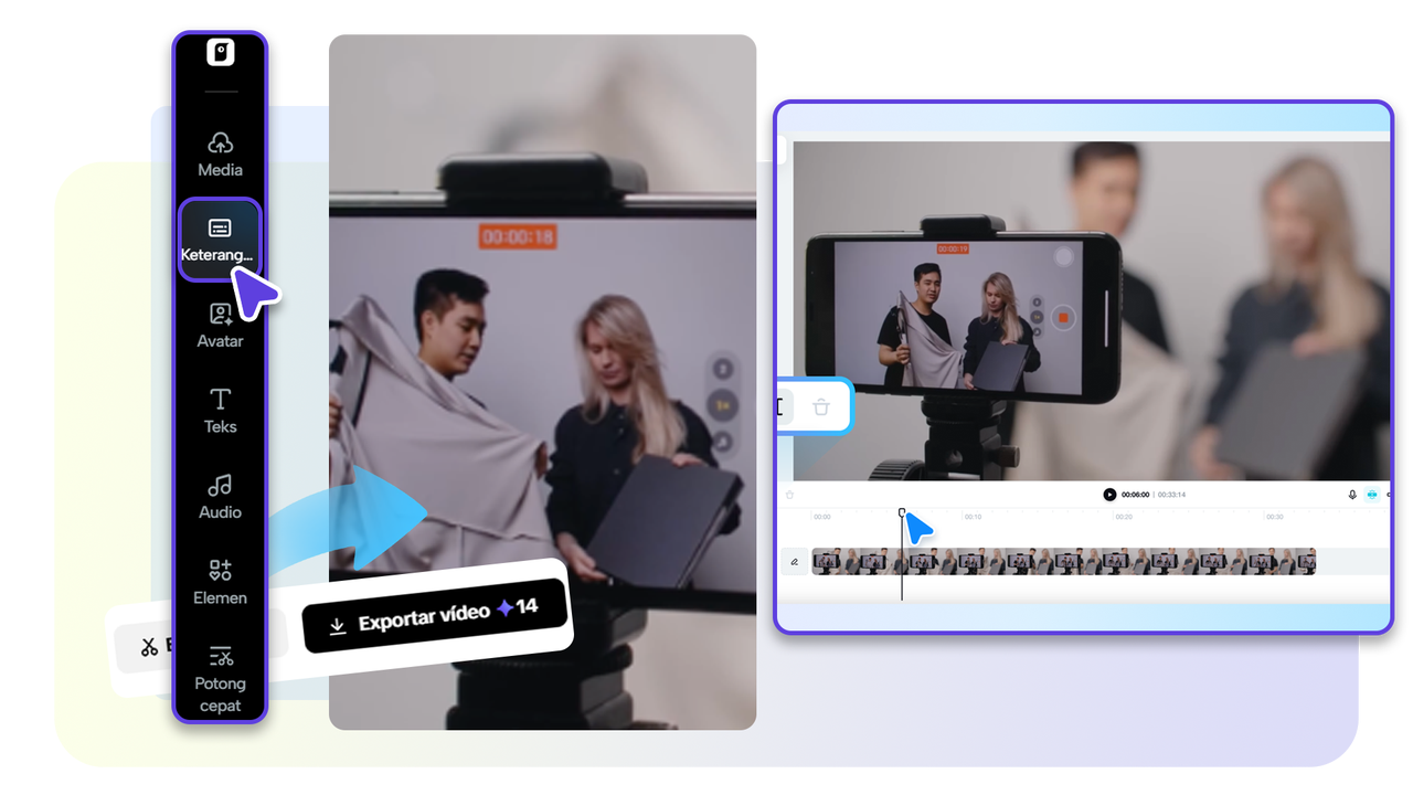 Memotong scene dengan cepat dan presisi