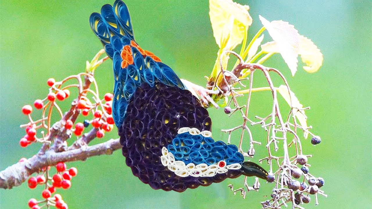 A blue bird with quilling art style