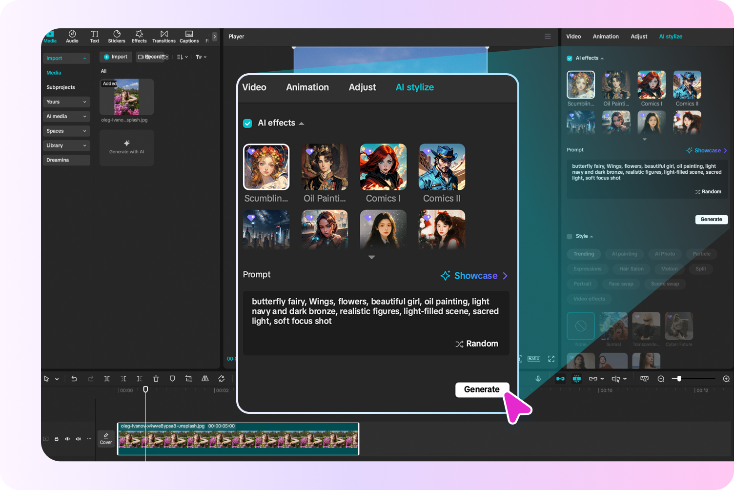 Apply AI stylizing effect
