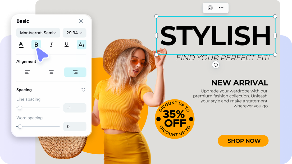 Discount offer templates with editable layouts and fonts