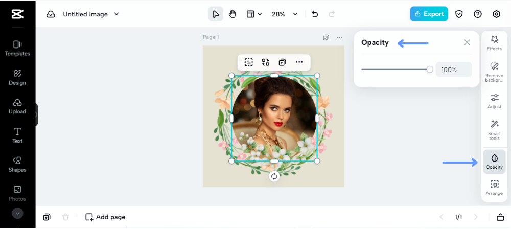 adjust opacity