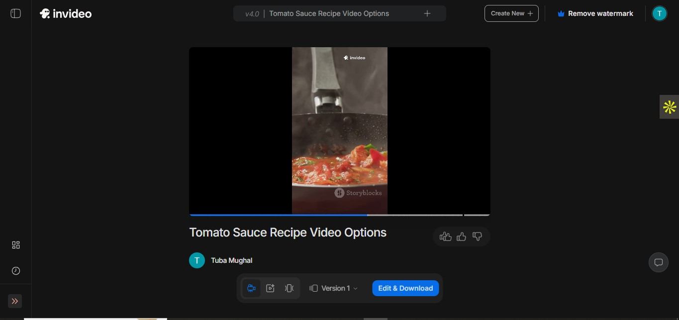 Invideo - AI food maker to edit quality food videos