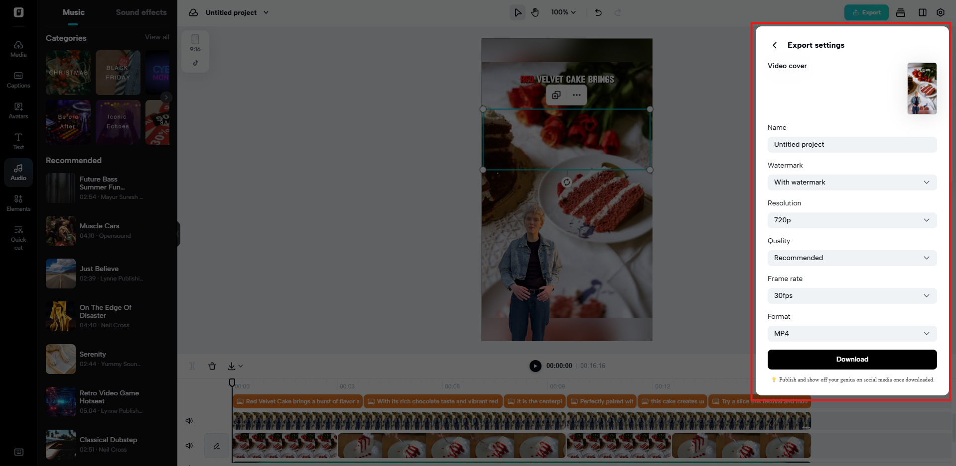 Adjust export settings