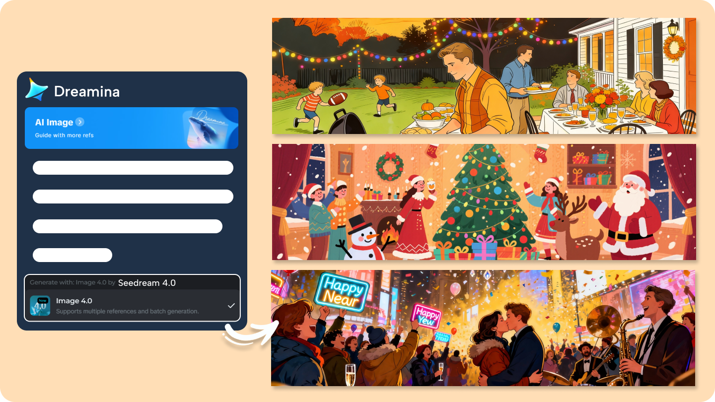 Frohe Feiertage Grüße: Gestalten Sie auffällige Visuals mit Dreamina