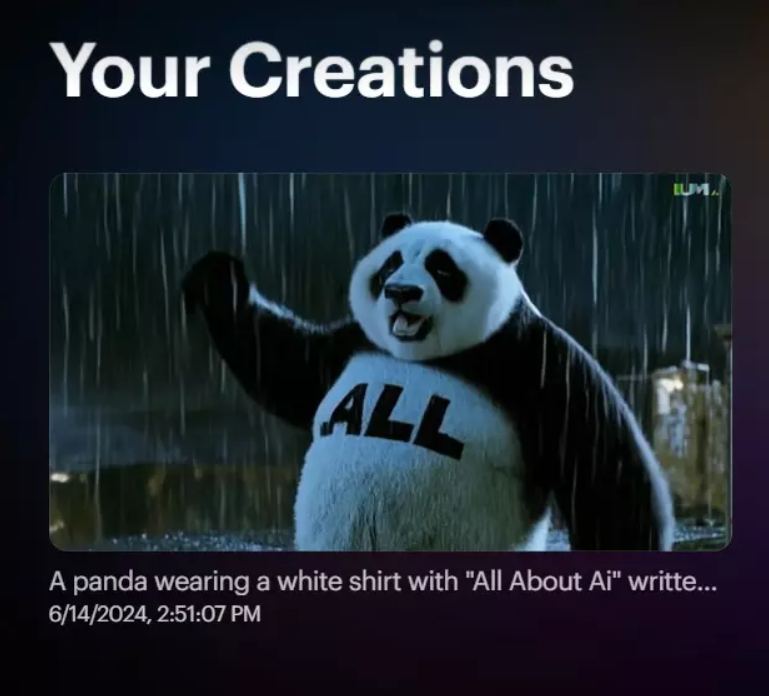 Previewing the AI generated video from Dream Machine