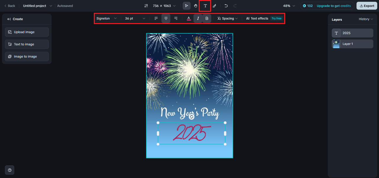 Add text to the invitation card