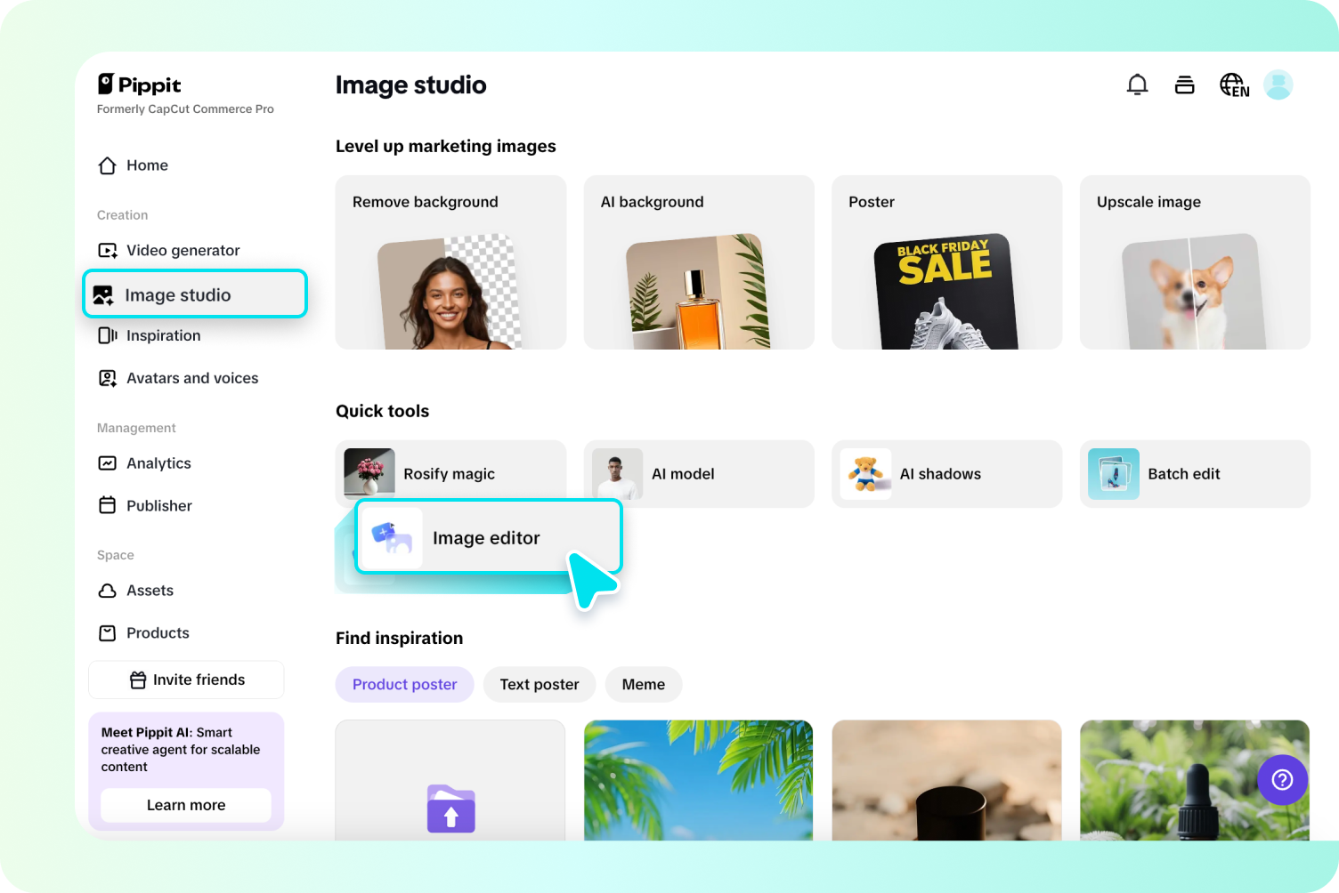 Go to the Image editor