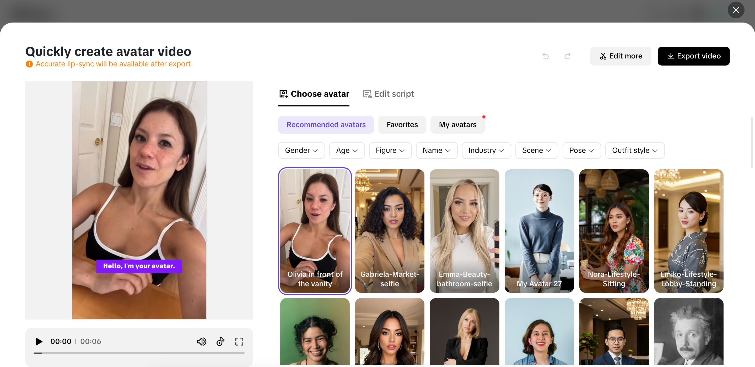 Lifelike avatar videos