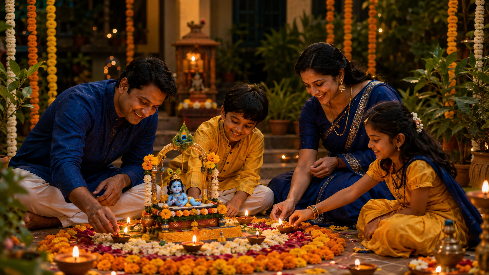 krishna janmashtami images example — Family-friendly celebration scene