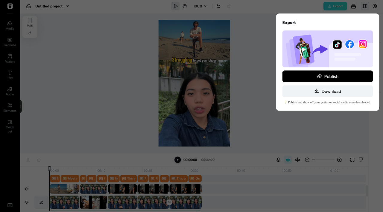 Export and share your videos