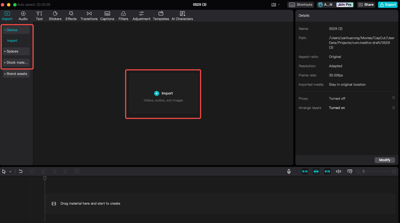 Cómo importar medios en el editor de video de escritorio de CapCut