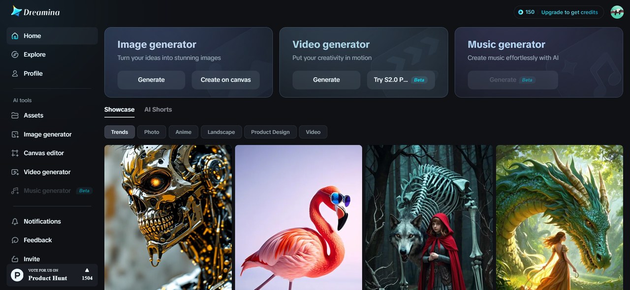 Dreamina homepage