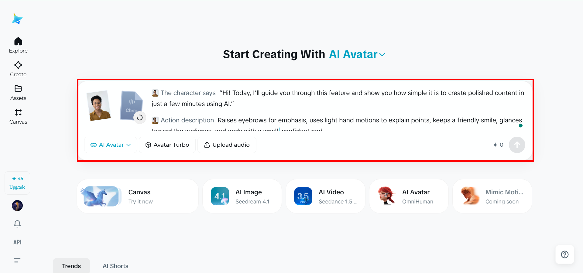 Använd text-till-tal i Dreaminas AI-personpratverktyg