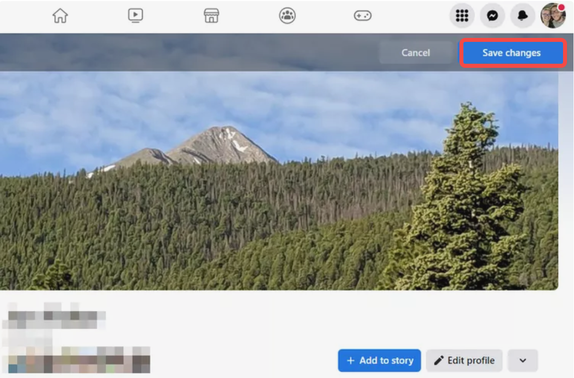 Showing how to change cover photo on Facebook