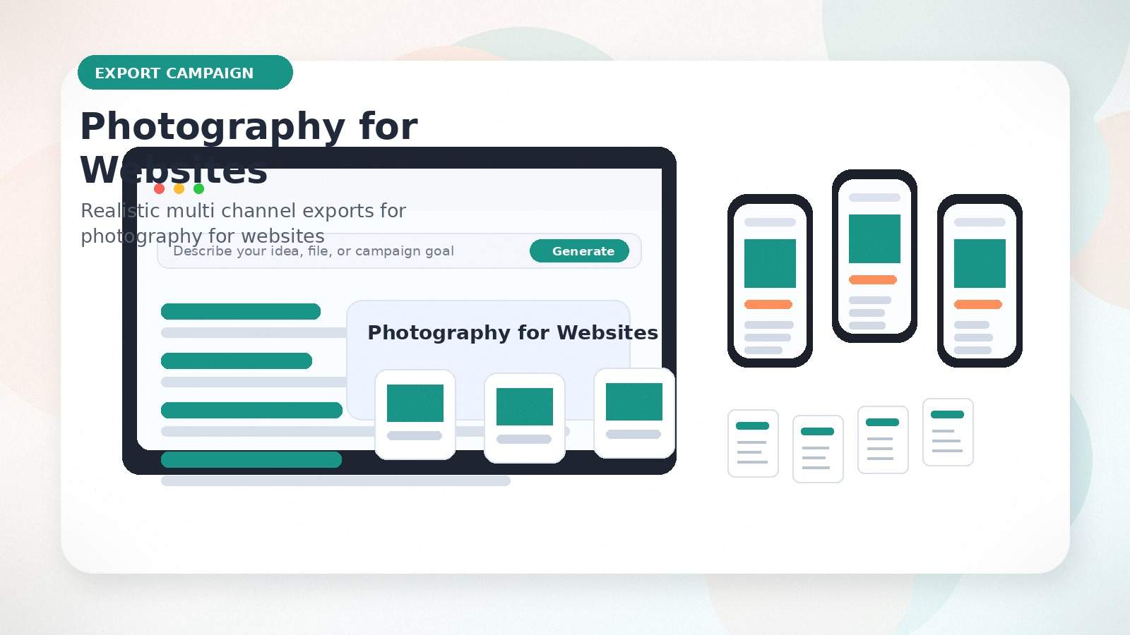 Photography for Websites realistic export campaign visual for photography for websites