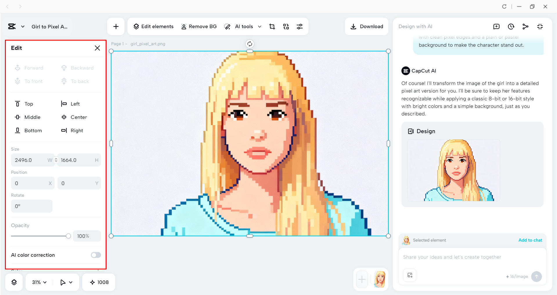Editing AI-generated art with CapCut