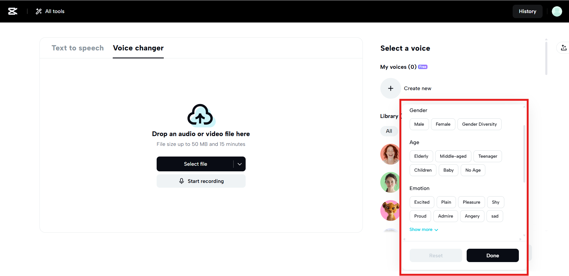 Colección masiva de filtros de voz