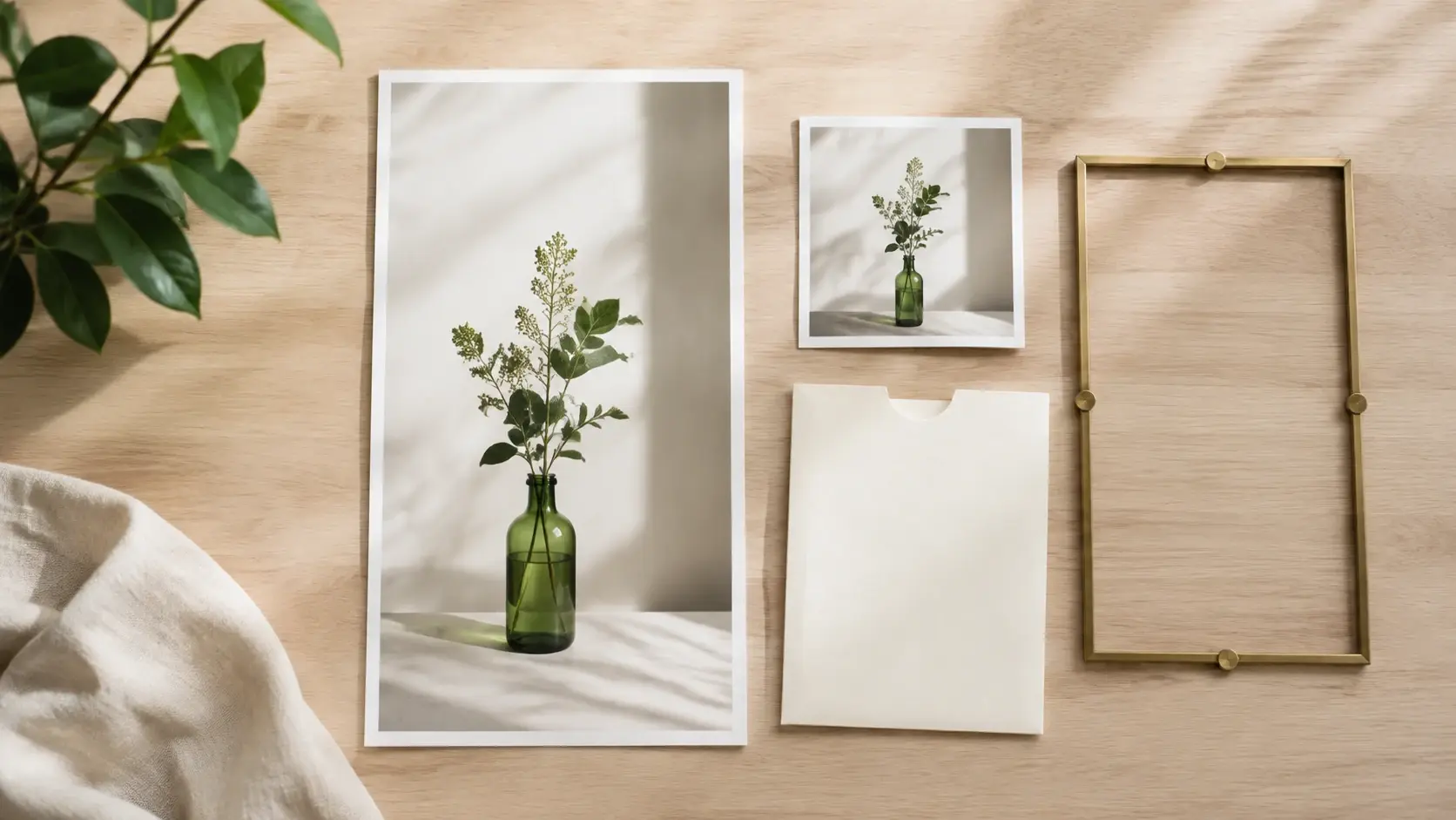 A vertical bottle photograph with a matching cover print and physical crop frame for a Reels delivery review