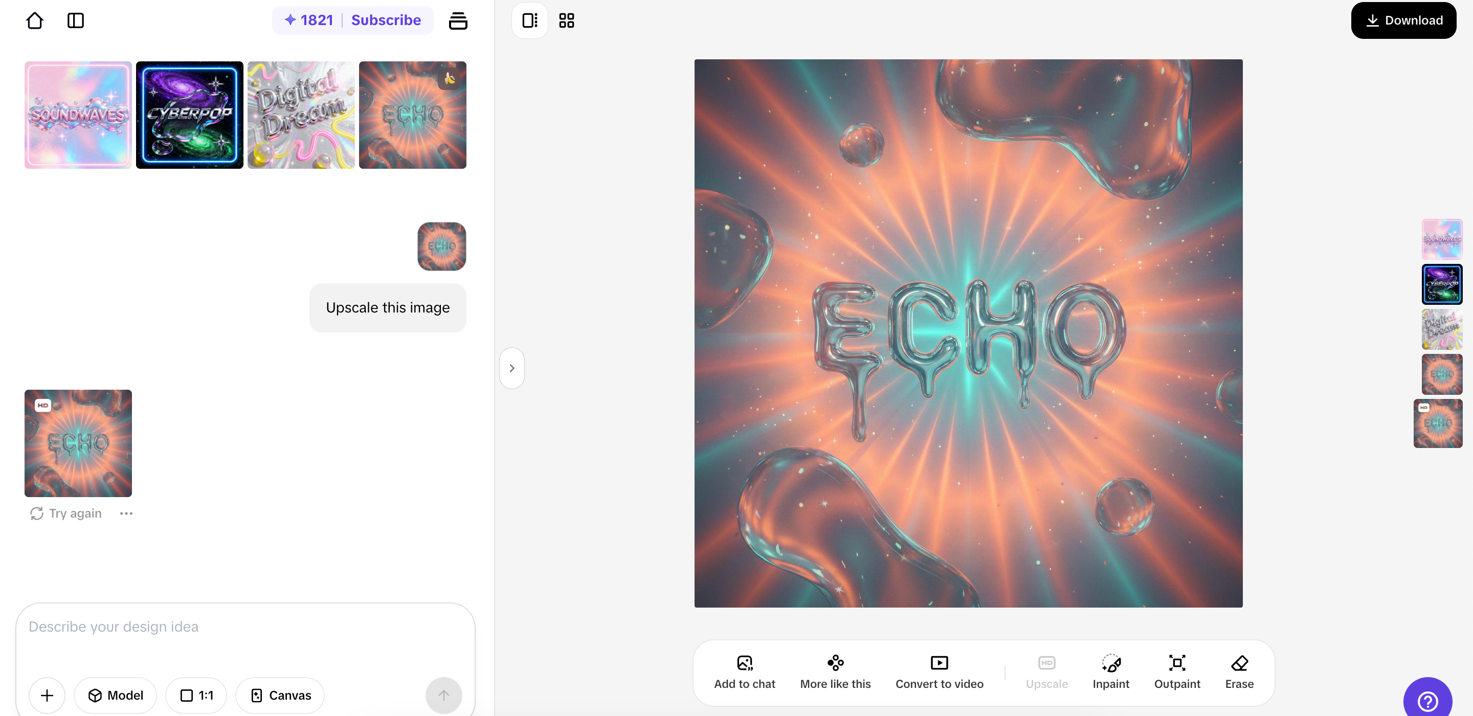 Ampliando imagem no Pippit
