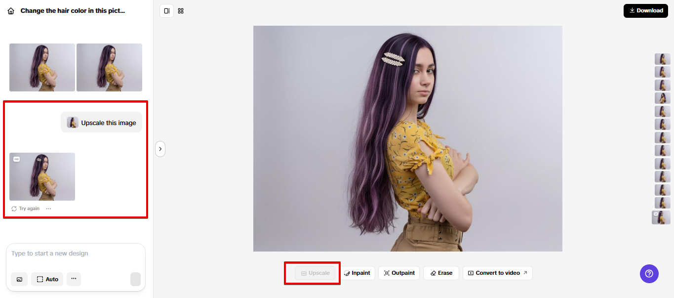 Upscaling image to HD quality with Pippit