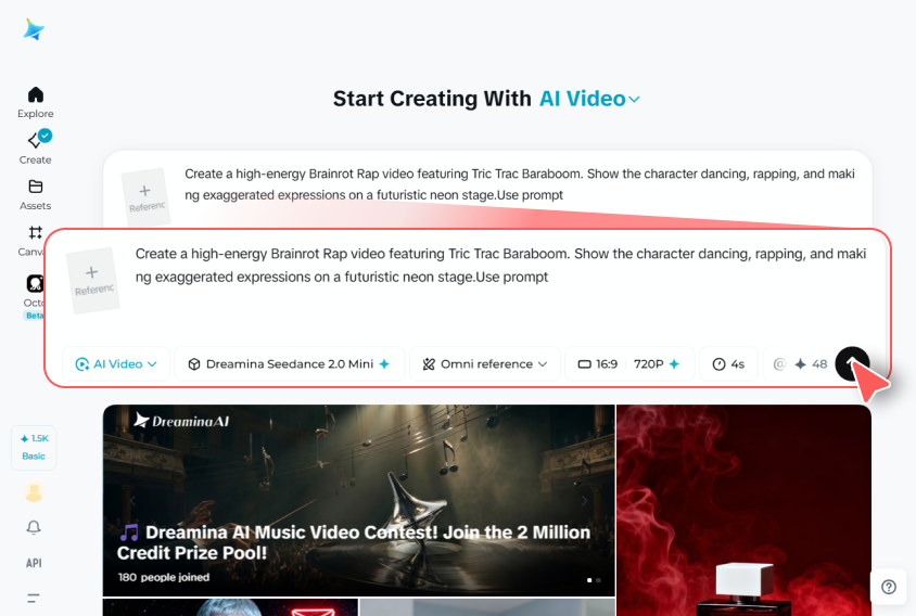 Open the video generator and write your prompt