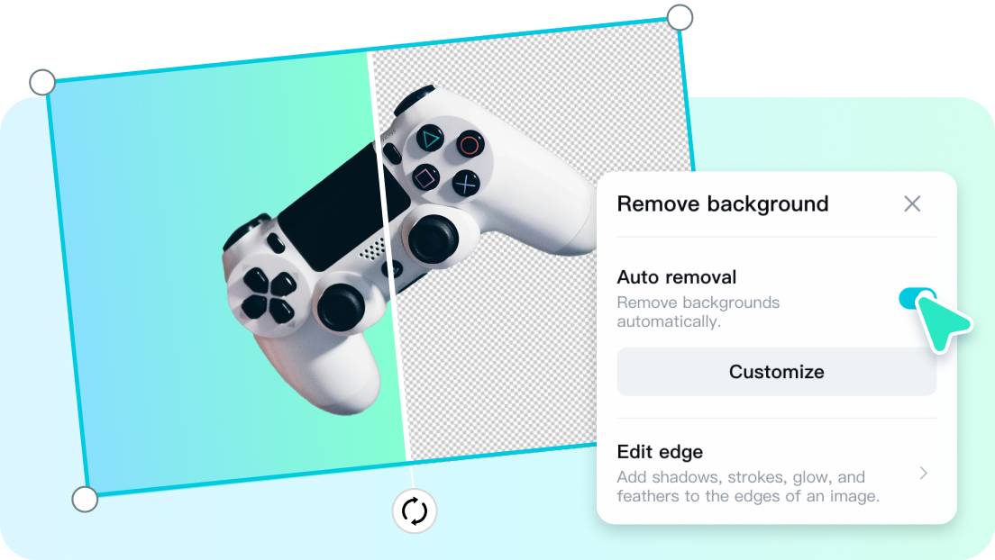 Pippit Image Studio interface showcasing the creation of a Q&A quote graphic or an AI background being applied to a product mentioned in a Q&A