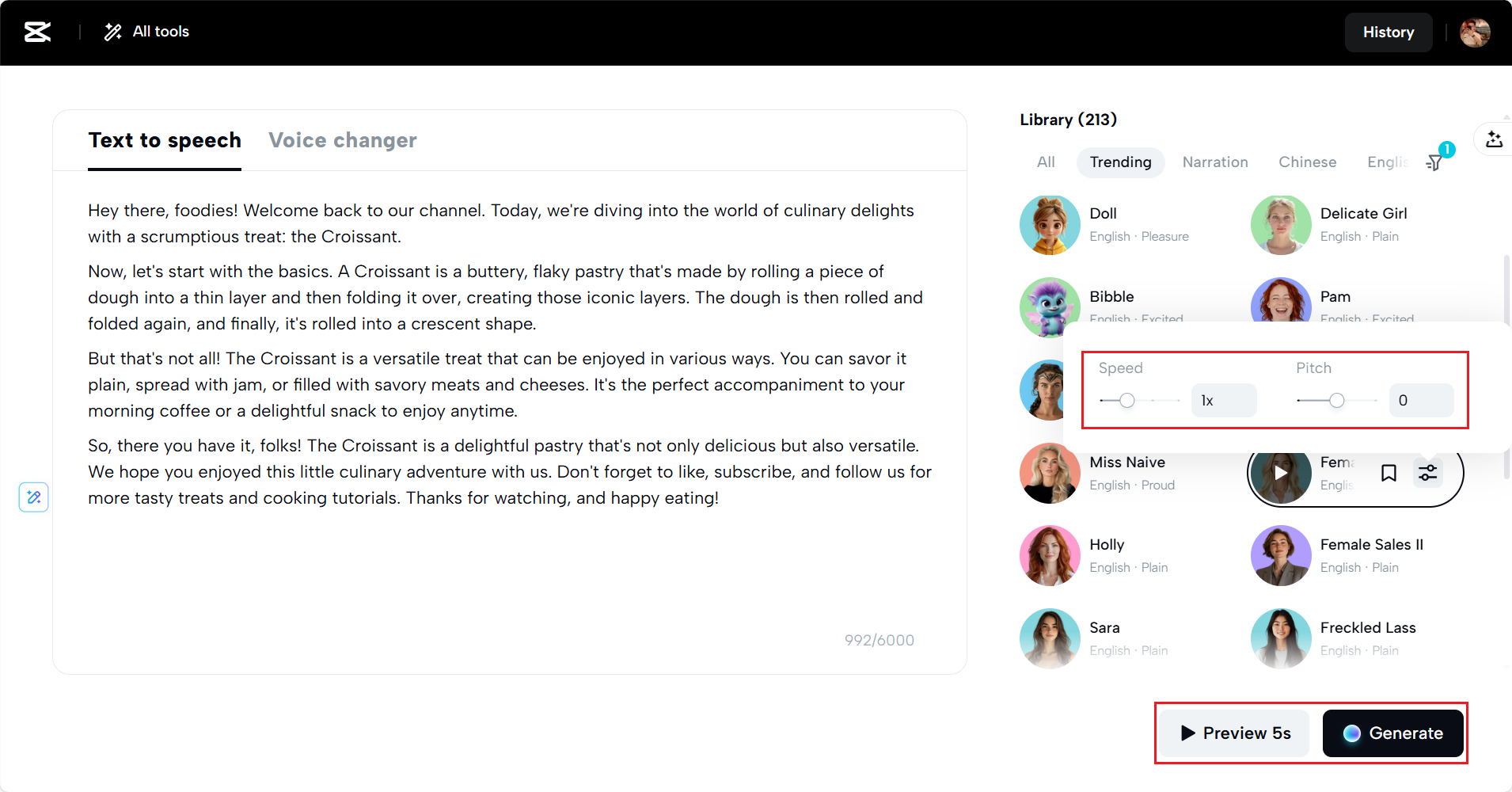 I-adjust ang setting, i-preview at i-generate