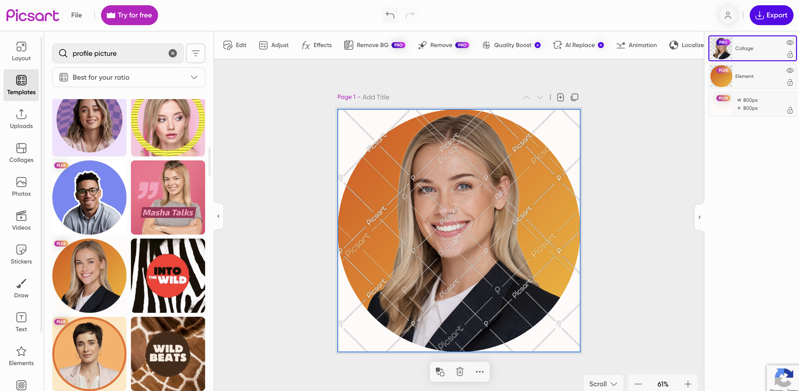 PicsArt Instagram profile picture maker