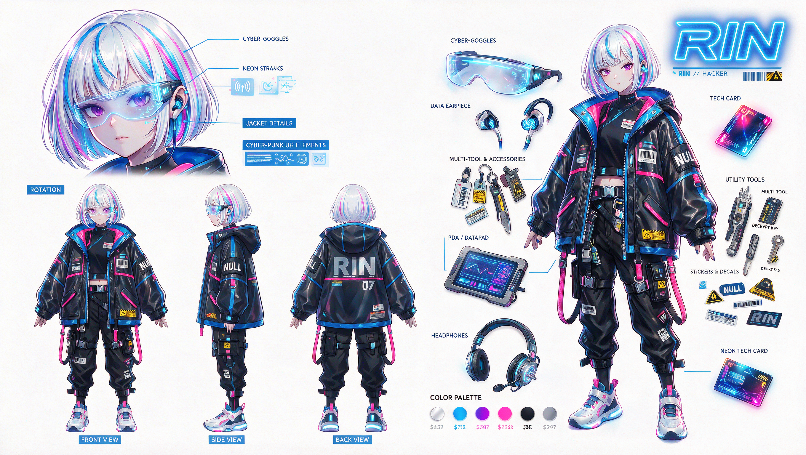 Cyberpunk Character Design Sheet