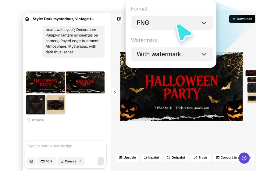 Export Halloween image from Pippit