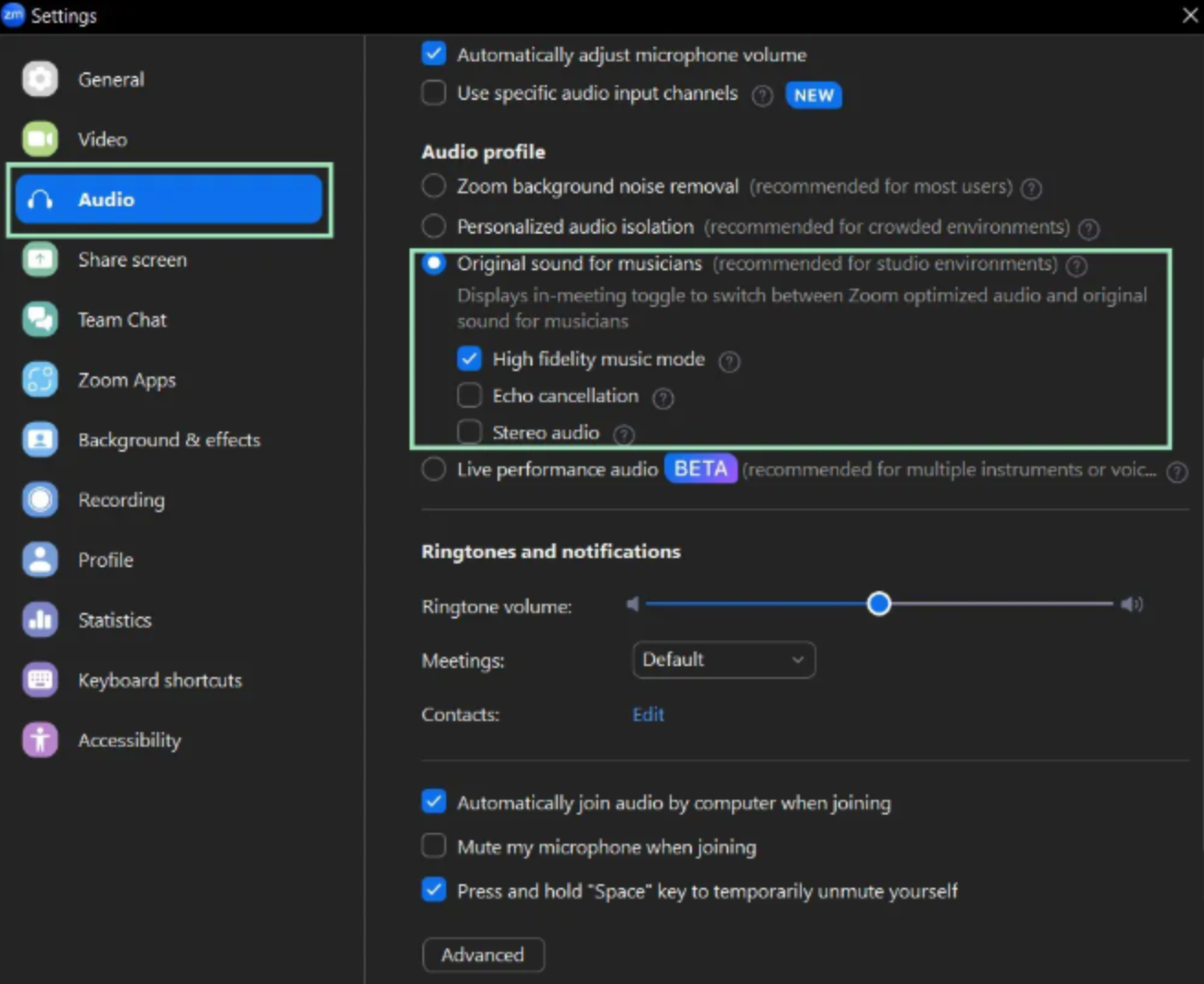 The easiest way to get an HD video on Zoom through original audio