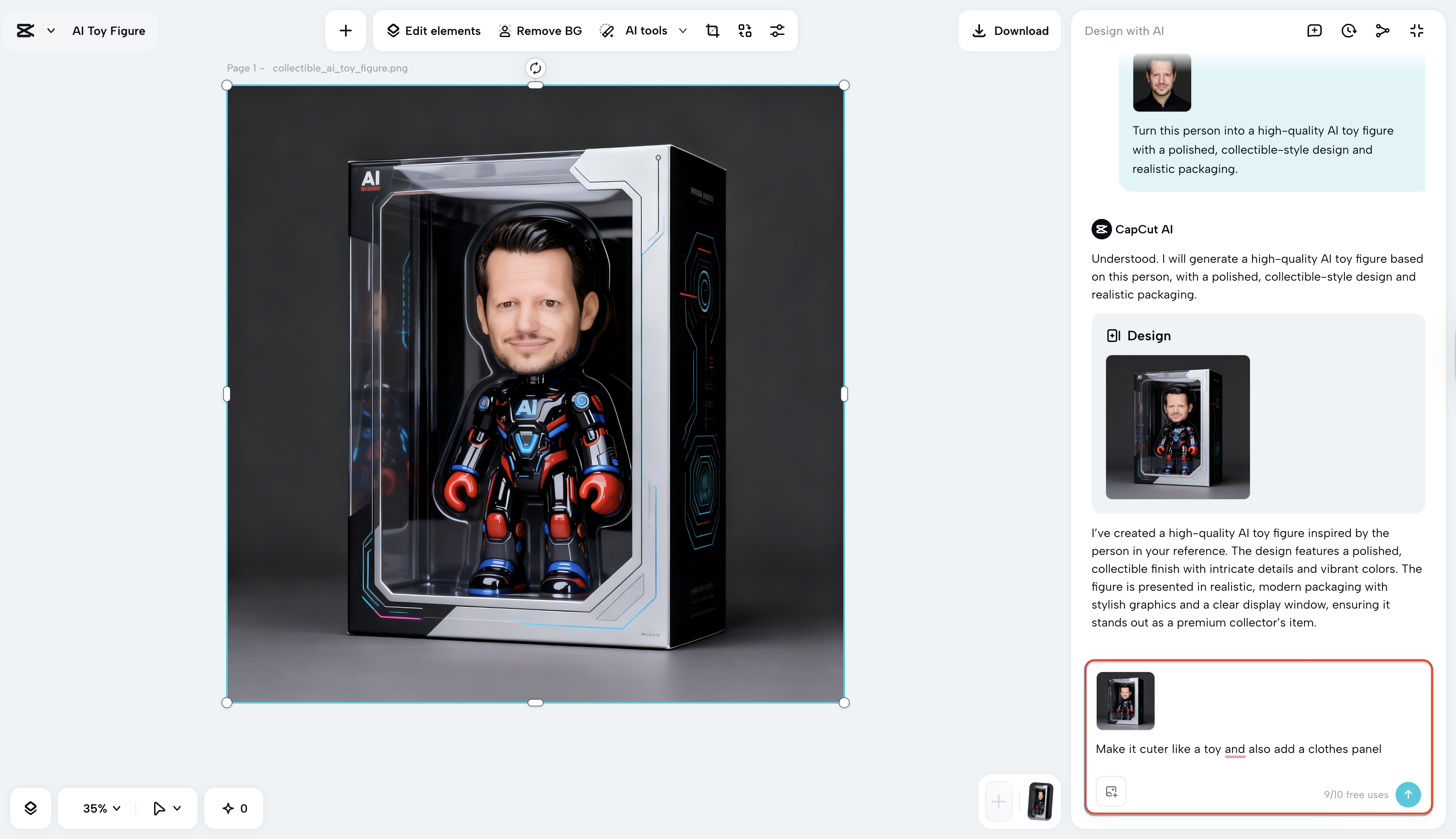 Refine your image using prompt