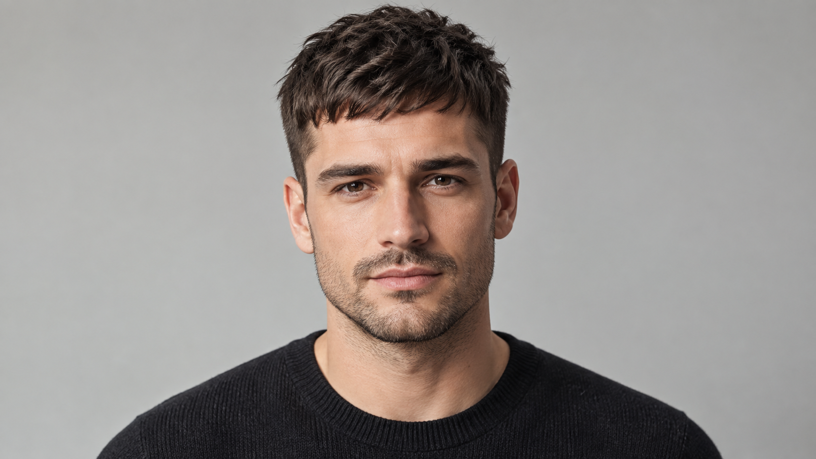 create an original men’s short-haircut lookbook with distinct cuts, realistic hair texture, consistent studio lighting, and clear front or three-quarter portraits