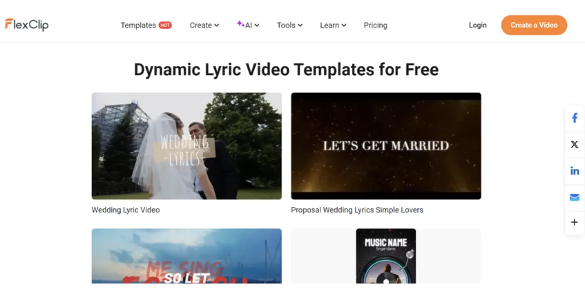 Choose a lyric video template in FlexClip