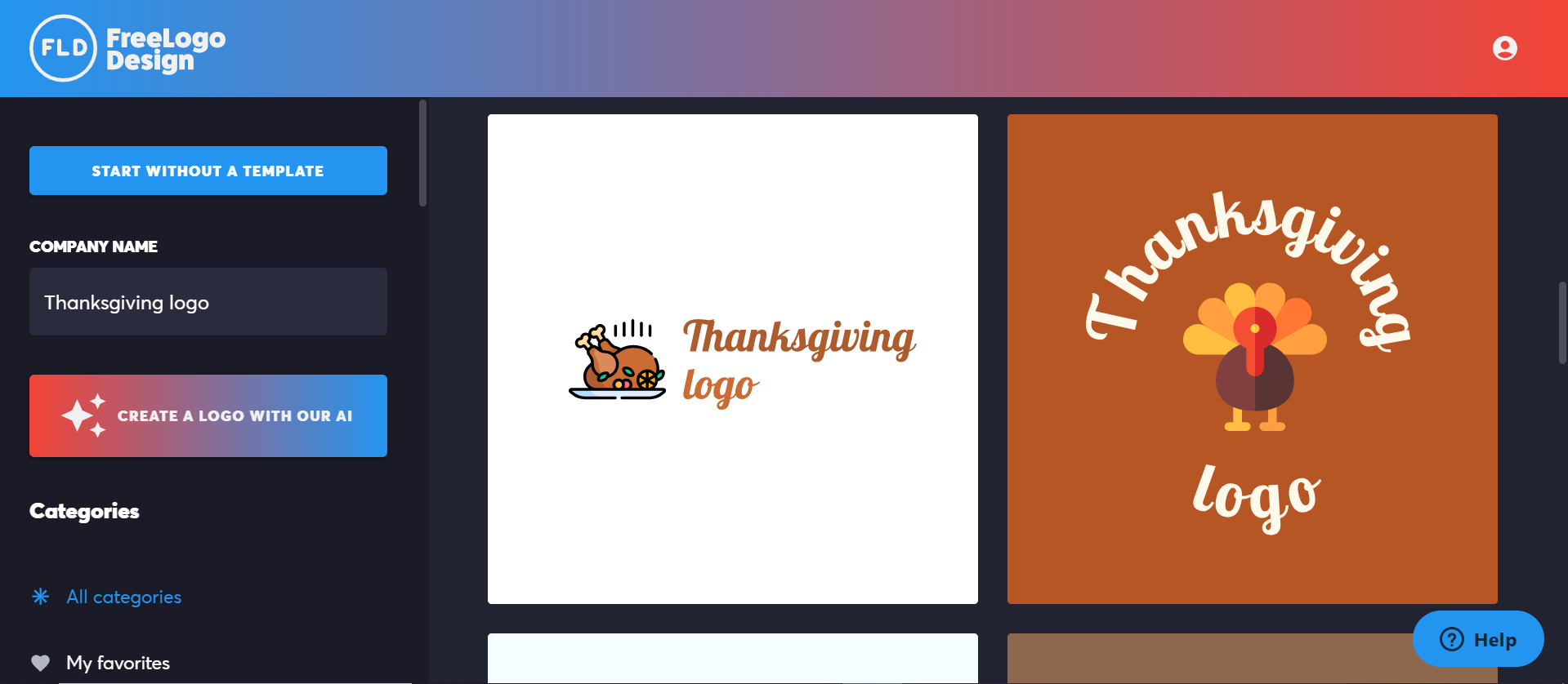Free Logo Design - a tool to get free Thanksgiving logos