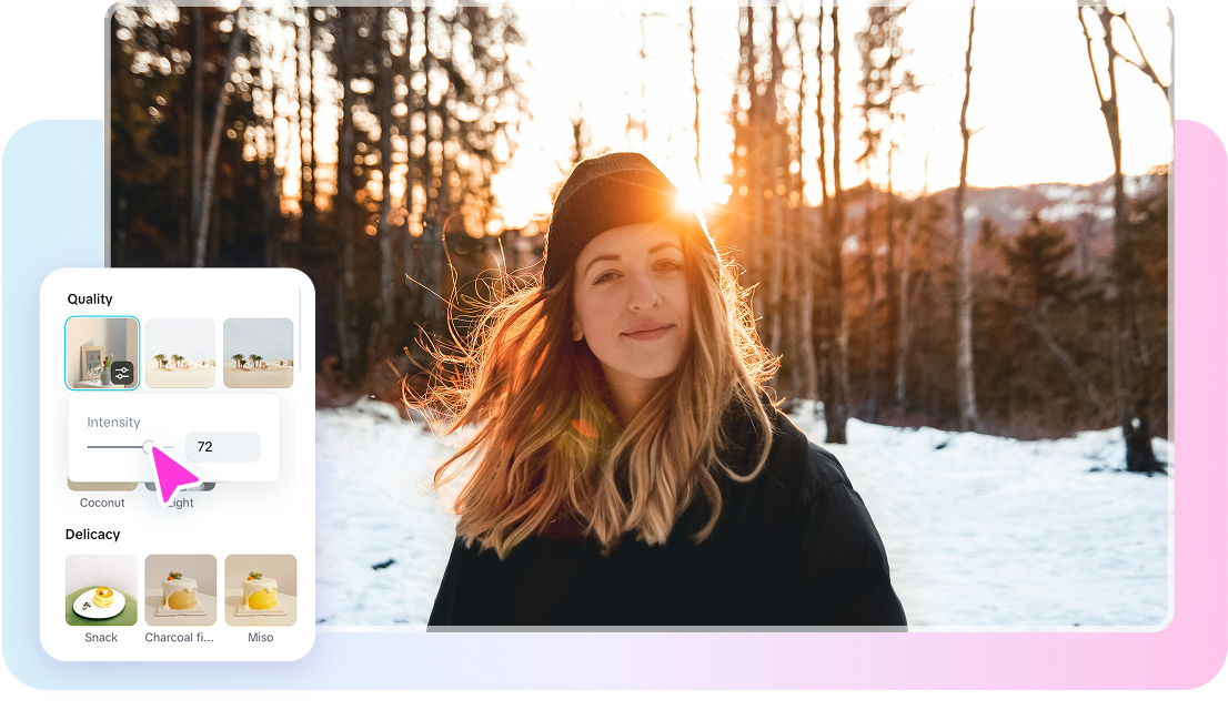 Adjustable intensity for photo filters