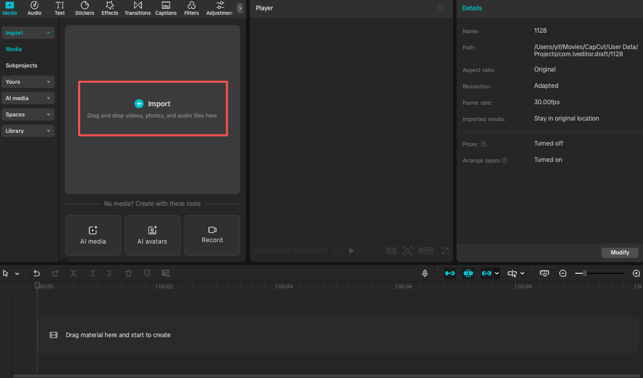 Import Video to CapCut