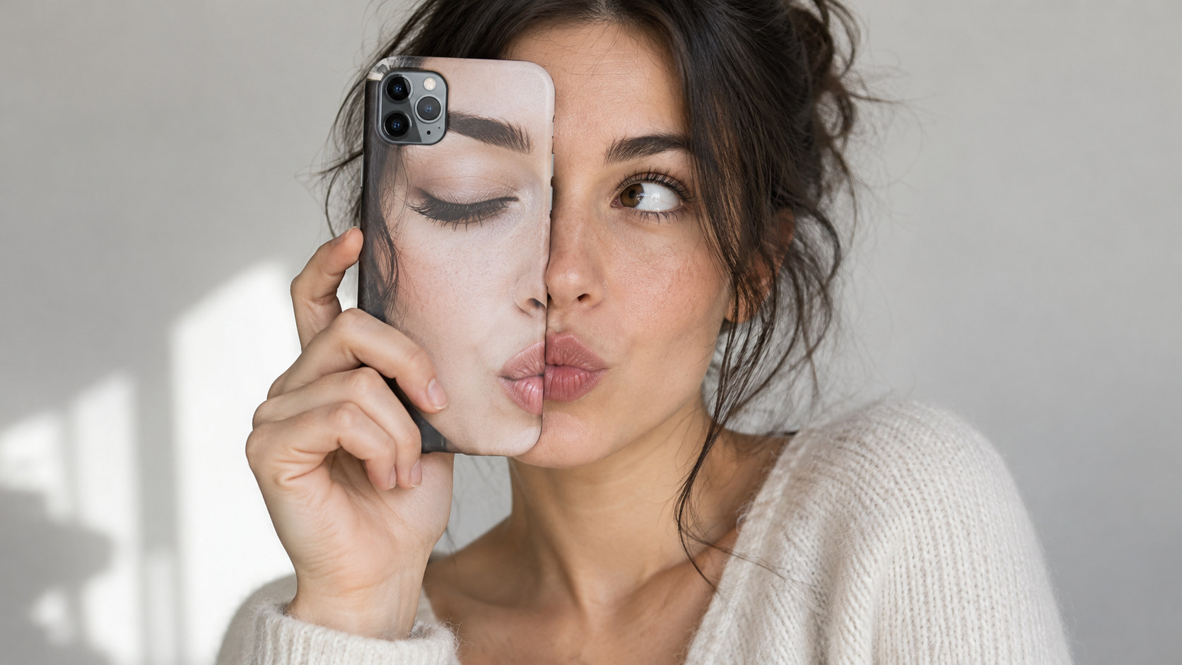 Colorful Streetwear Portrait in a Neon Arcade example for how to create the viral phone cover face photo using ai