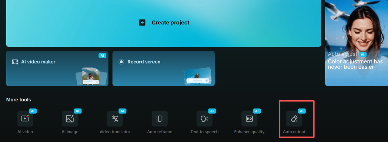 Select "Auto-Clipping" in the template section on the computer end