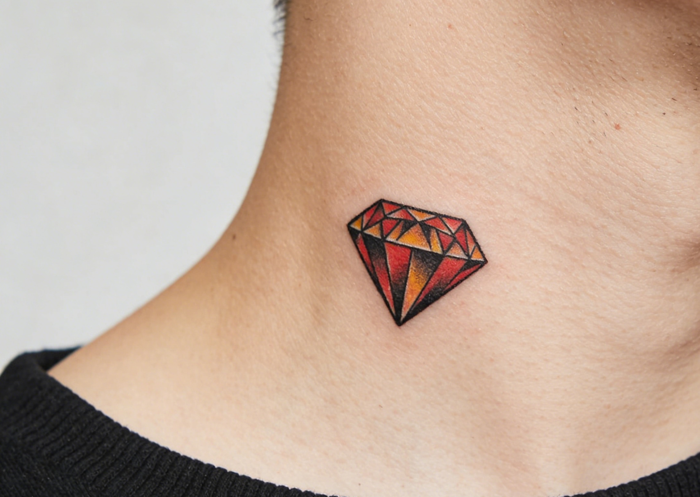 Create a neck tattoo design with bold shapes and clean edges