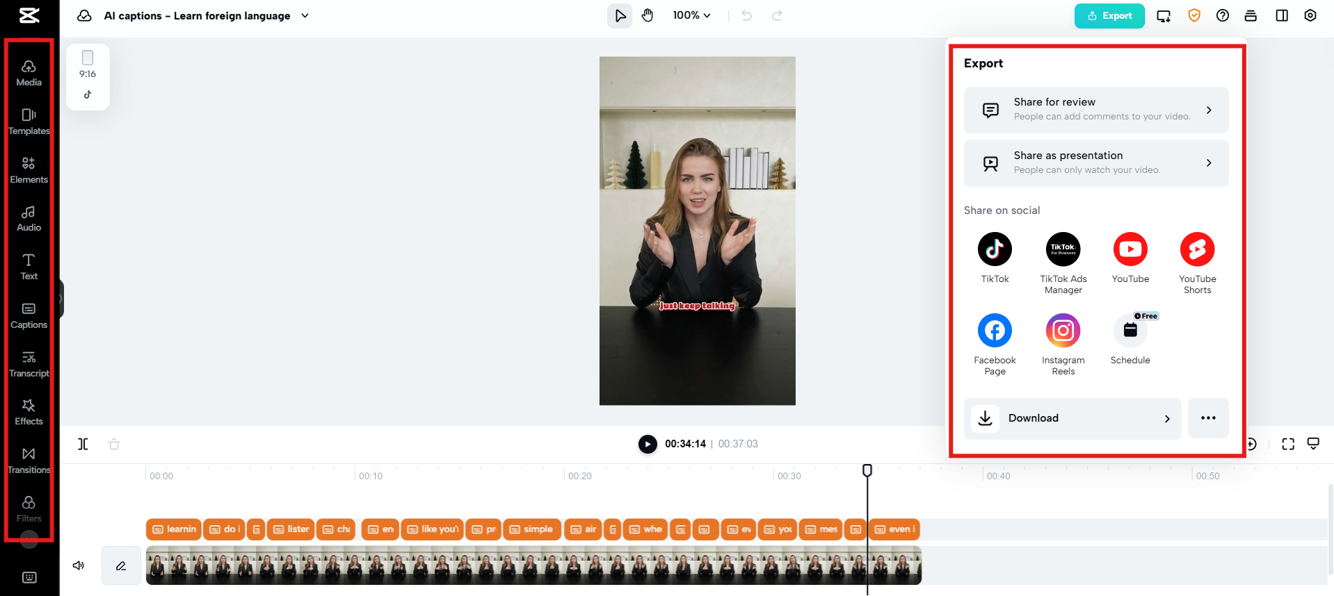 Daha fazla geliştirin ve videoyu dışa aktarın