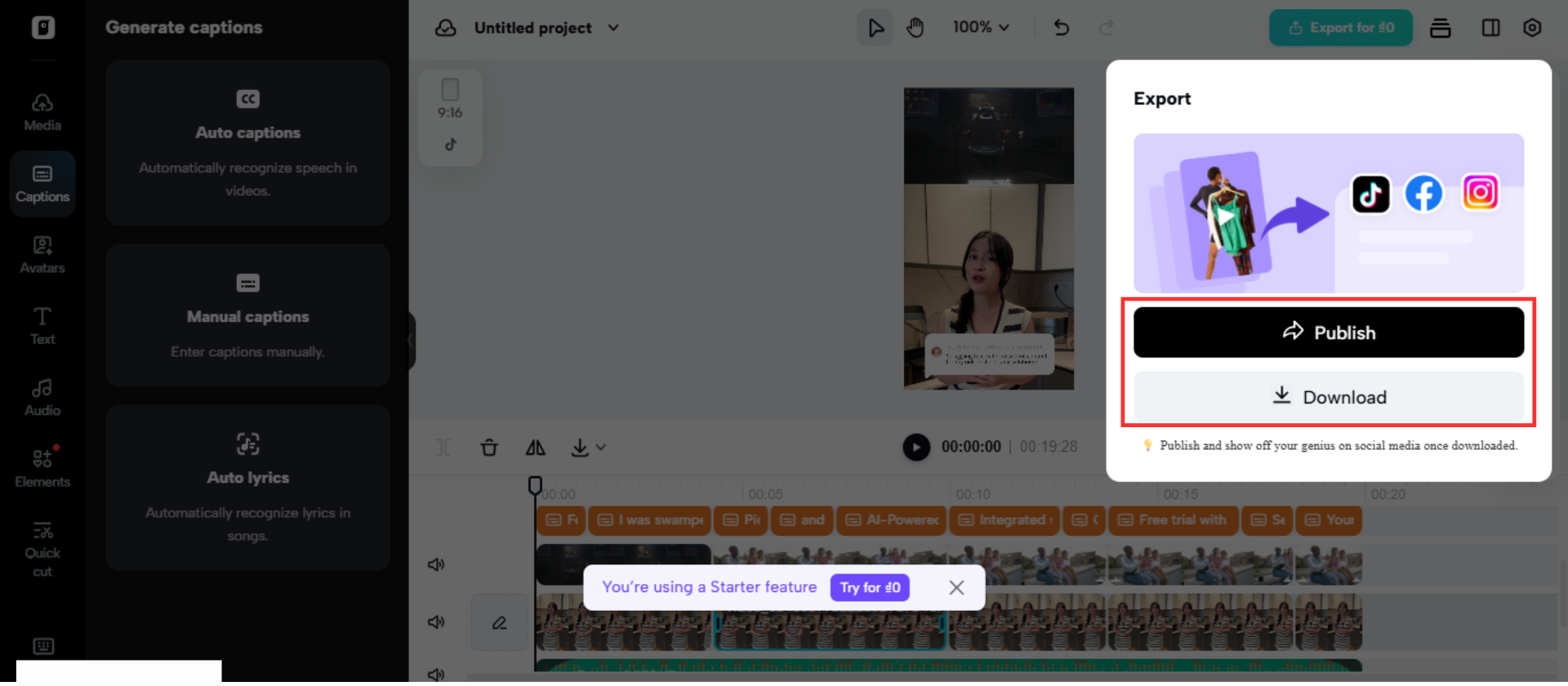 Veröffentlichen oder herunterladen Sie Ihr Video