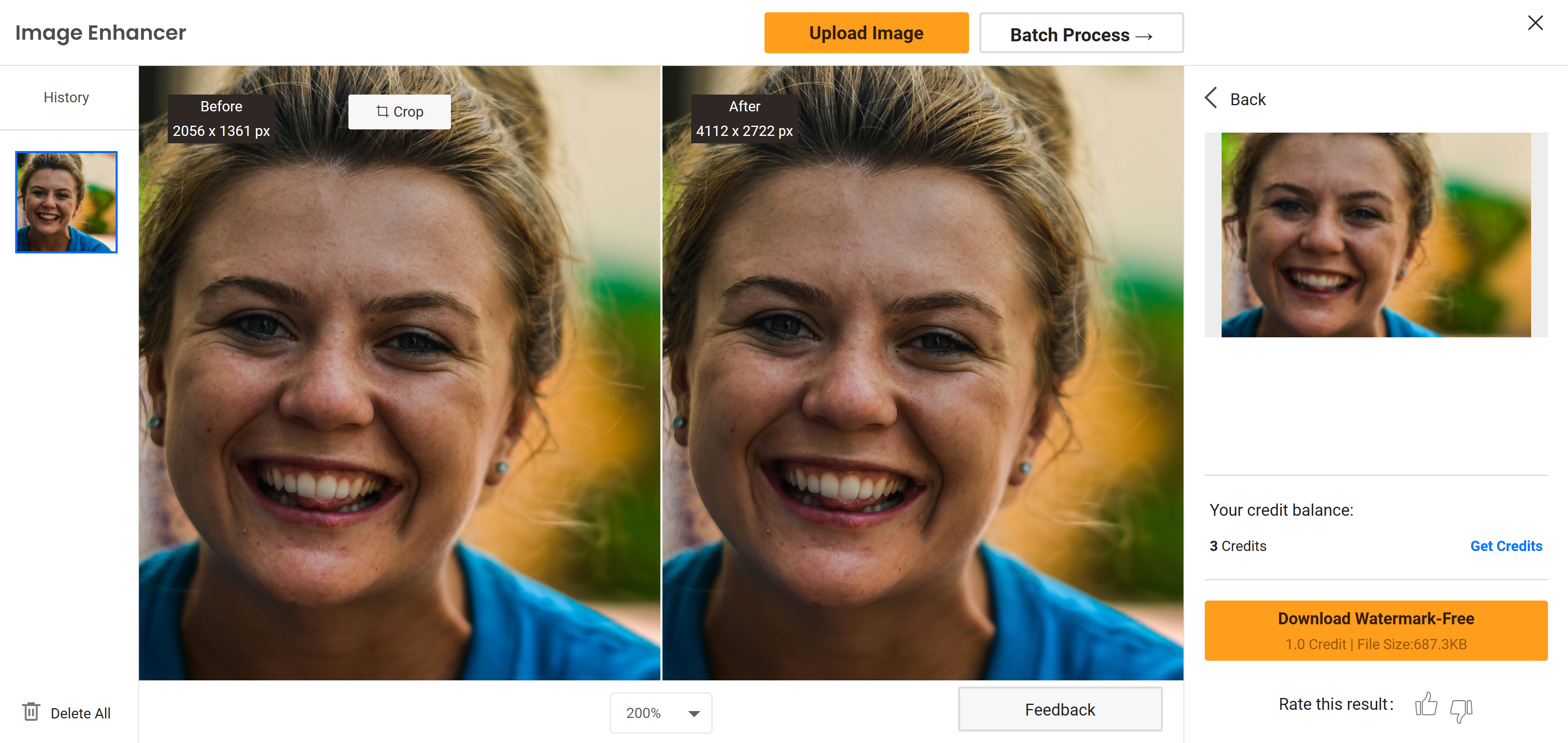 Aplicación de detección de envejecimiento facial de VanceAI