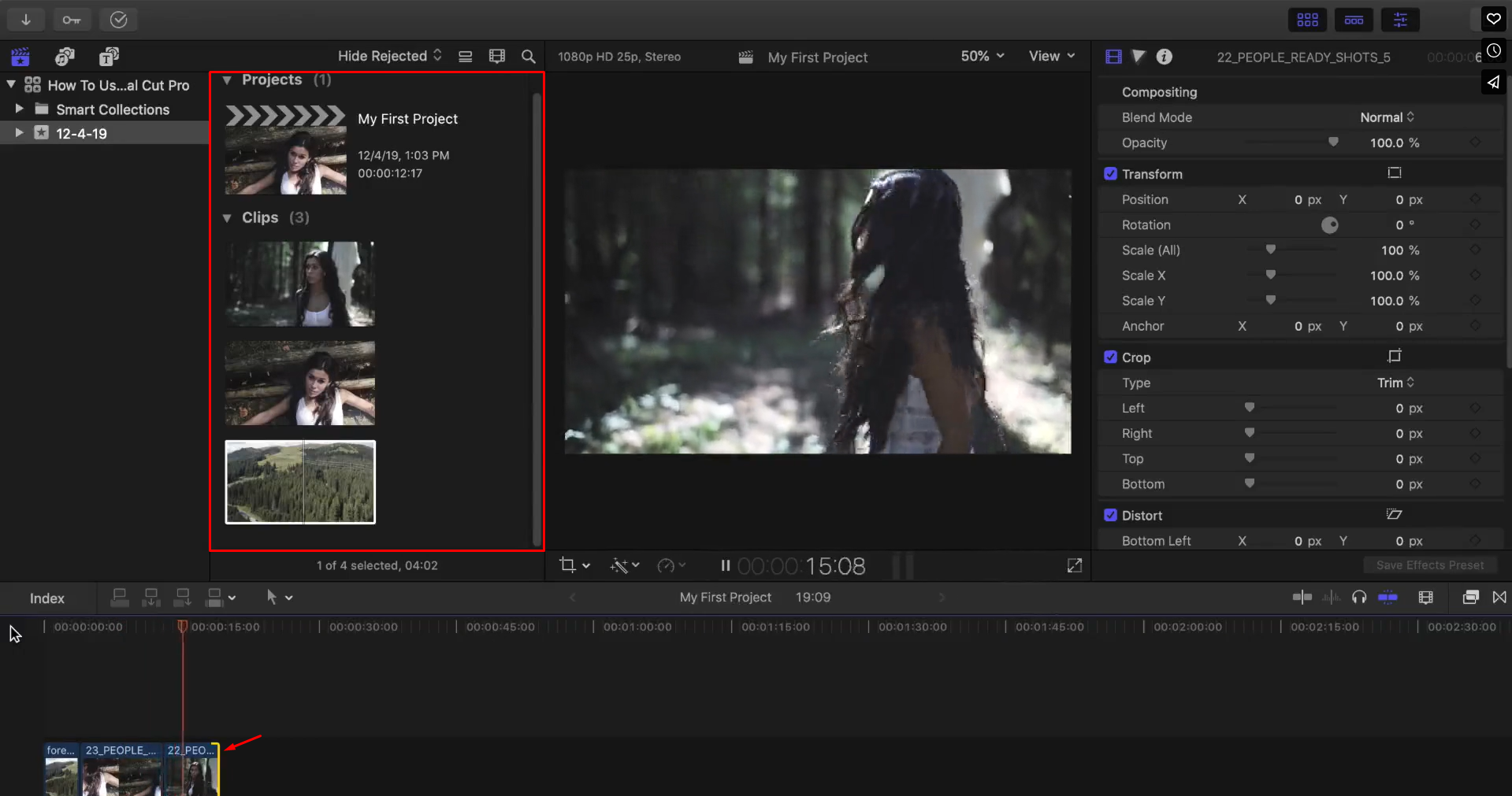 Pag-aayos ng mga clip at media sa timeline
