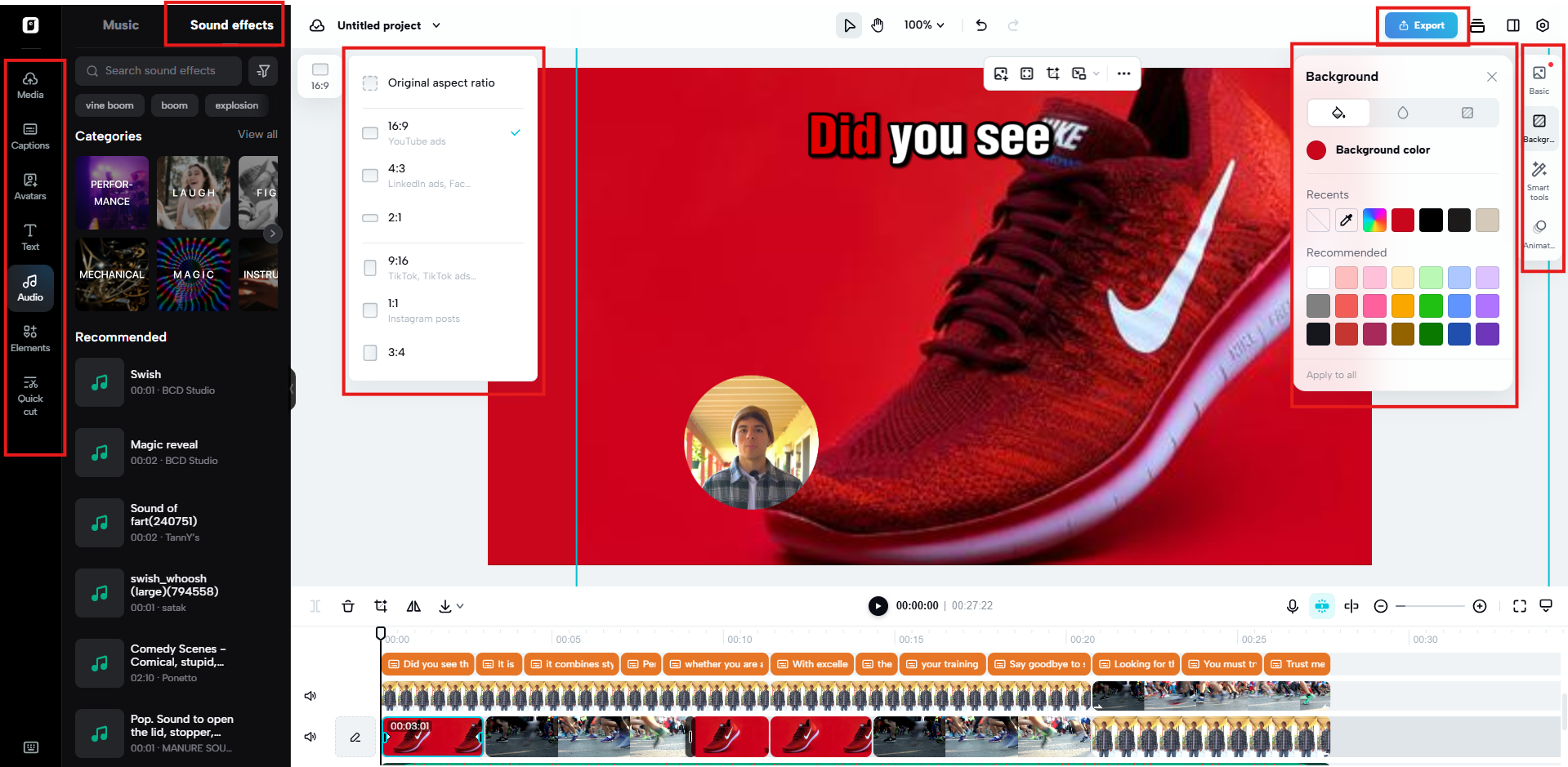 Interface de edição avançada